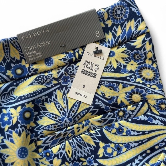 NWT Talbots Scallop Pocket Slim Ankle Pants in Paisley | Size 8 - Picture 3 of 8